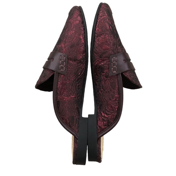 Circus by Sam Edelman Paulie Flats Shoes Slip on Mules Maroon Jacquard Size 8.5 - Picture 7 of 13